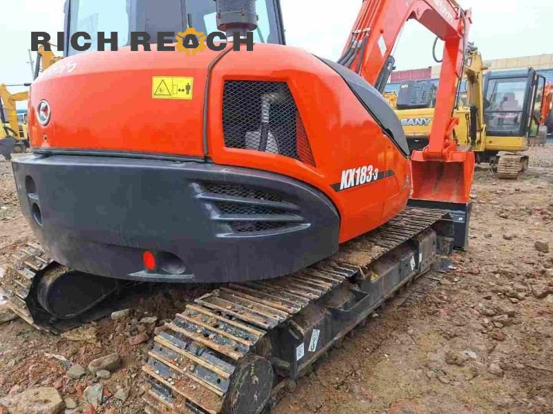Rear engine compartment of a 2025 Kubota KX183-3 used excavator for sale, low hour 8-ton second-hand excavator $15,278 Richreach
